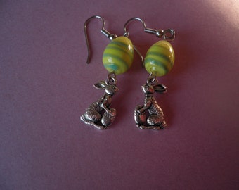 Easter Bunny with Easter Egg Dangle Earrings