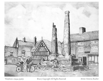 Original Print of 1899 Sandbach in graphite pencil