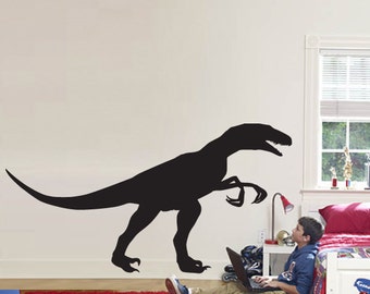 Wall Decal Sticker Removable RAPTOR Dinosaur 46" Tall 98 "wide in White or Black