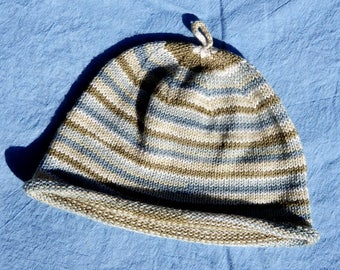 Beanie Hat ~ Black Beans + Bachelor's Buttons