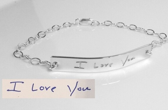 uk custom jewelry handwriting Handwriting Silver Sterling Actual Handwritten / Bracelet uk custom jewelry handwriting Handwriting Silver Sterling Actual Handwritten / Bracelet