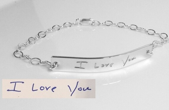 custom jewelry uk handwriting Handwriting / Actual Silver Bracelet Handwritten Sterling