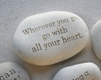 Personalized paperweight - custom message on beach pebble by sjEngraving