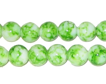 10mm Green Marble-Style Bead, approx. 22 beads