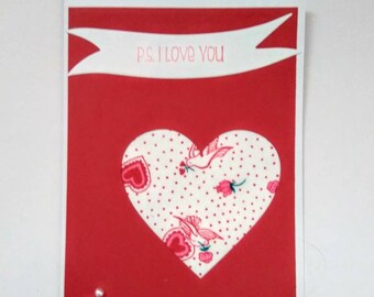 P.S. I Love You Handmade Card, Blank Card.