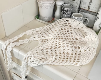Farmhouse Mesh Market Bag, Farmer's Market Eco Shopping Produce Crochet Pattern