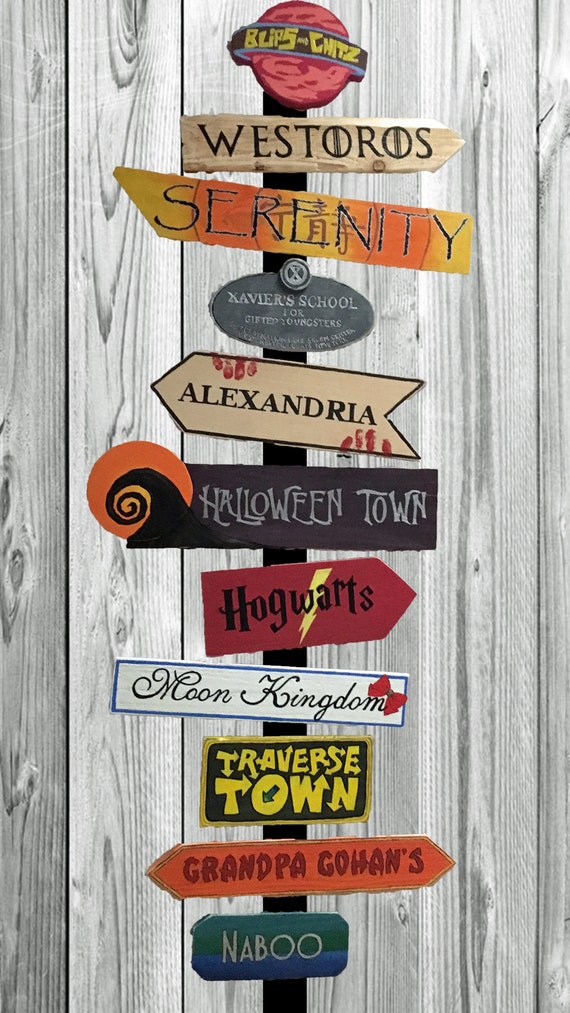 12 Fictional Locations Sign directional favorite places