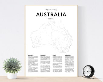 australia map print australia wall map australia print australia poster black and