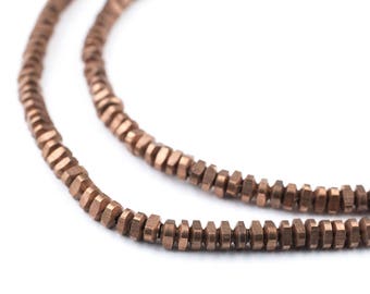 200 Antiqued Copper Triangle Heishi Beads: Metal Spacer Beads Ethnic Metal Beads Small Copper Beads Heishi Shaped Beads (MET-HSH-CPR-551)