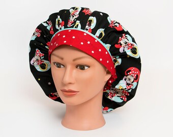 Minnie Mouse Many Poses Bouffant Scrub Hat