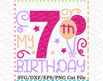 Download Seventh birthday svg | Etsy