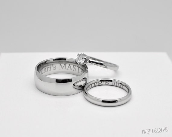 bdsm engraved couples 3 piece wedding rings set dom sub master slave pet little kitten babygirl wedding engagement ring commitment ceremony - 3 Piece Wedding Ring Sets bdsm engraved couples 3 piece wedding rings set dom sub master slave pet little kitten babygirl wedding engagement ring commitment ceremony - 3 Piece Wedding Ring Sets