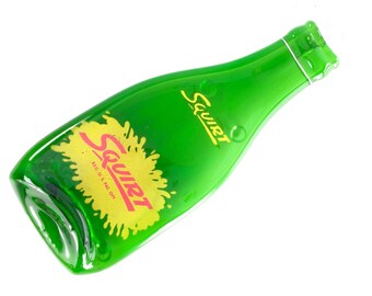 Vintage Squirt Soda Pop Melted Bottle Spoon Rest, Spoon Holder, Wall Hanging, Mid Century Soda Bottle