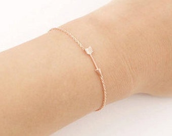 Delicate arrow bracelet - arrow chain bracelet, rose gold, gold filled, sterling silver bracelet, dainty chain, minimal bracelet, stacking