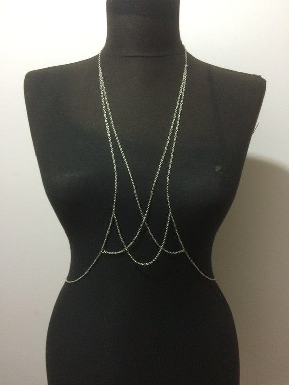Items similar to Silver body chain, silver body necklace, mk2017-47 on Etsy
