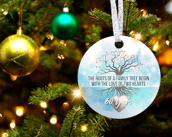60th Anniversary Tree of Life Christmas Ornament Gift for 60th Wedding Anniversary
