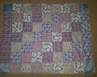 Purple and blue floral Patchwork blanket