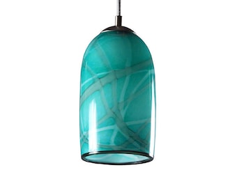 Aqua Milky Way Hand Blown Glass Ceiling Contemporary Modern Pendant Light Interior Lighting Made in Rhode Island, USA