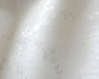 Spring Decor Ivory Brocade Silk Hemp Cloth Hempsilk Craft Material -Dyeable Jacquard Fabric 3yds Christening First Communion Dress Quilting