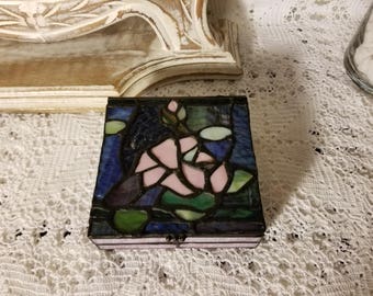 Stained glass floral trinket box