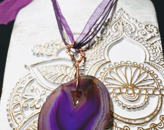 Dyed Agate & Copper Wire Necklace