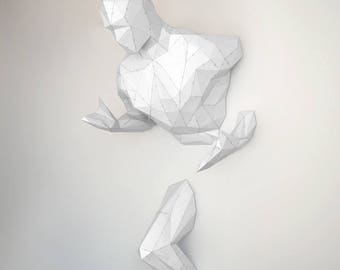 Running man papercraft statue | DIY wall mount | 3D papercraft sculpture | Printable PDF pattern | Sport of athletics papercraft model