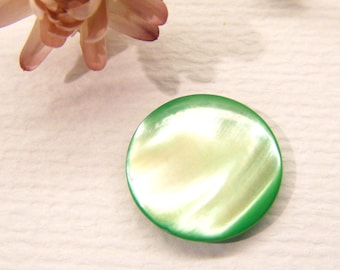 Vintage Shell Button, Dyed GREEN, 11/16", ANIMAL Charity Donation
