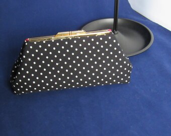 small cloth purse, polka dot bag, fabric clutch bag, Upstyle clutch, evening bag, going out purse, girlfriend gift, birthday present, clutch