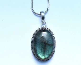 Labradorite Necklace, Labradorite Pendant, Labradorite Necklace Pendant, High Blue Flash Labradorite, High Quality Blue Labradorite, 9