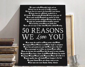 50th BIRTHDAY CANVAS, 50 years birthday, Mother birthday gift, Birthday gift canvas, Father birthday gift, Friend Birthday gift