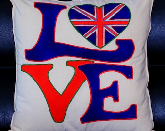 Handmade Love with Union Jack Cushion Cover