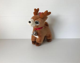 STUFFED Reindeer, vintage plush reindeer, stuffed girl reindeer, vintage reindeer, Christmas plush, Christmas decor, Russ Berrie Starlight