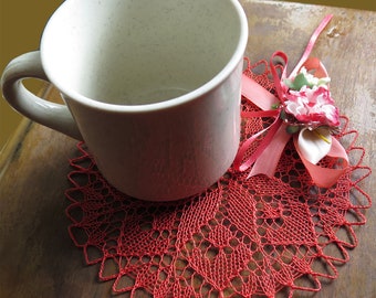 Turkish Needle Lace Work Decorative Cup Holder & Mats