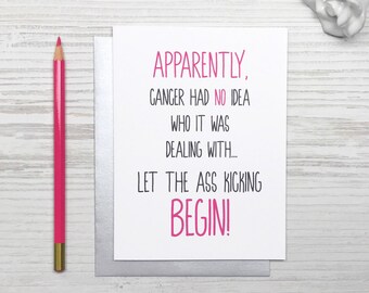 Funny Cancer Card, Cancer Encouragement Card, Funny Get Well Card, Cancer Get Well Card, Charity Card