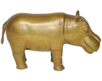 Mid-Century Brass Hippopotamus