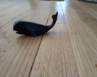 Black Obsidian Whale Paperweight - 1960's
