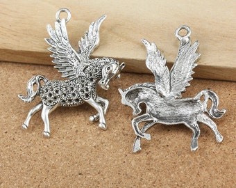 5pcs 52x41mm Antique Silver Unicorn Pendant LJ0095