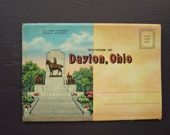 Vintage Dayton, Ohio Souvenir Postcard Foldout Folder