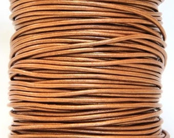 Round Leather Cord 1.5 mm Diameter Metallic Bronze Color (Length: 5 Yards)