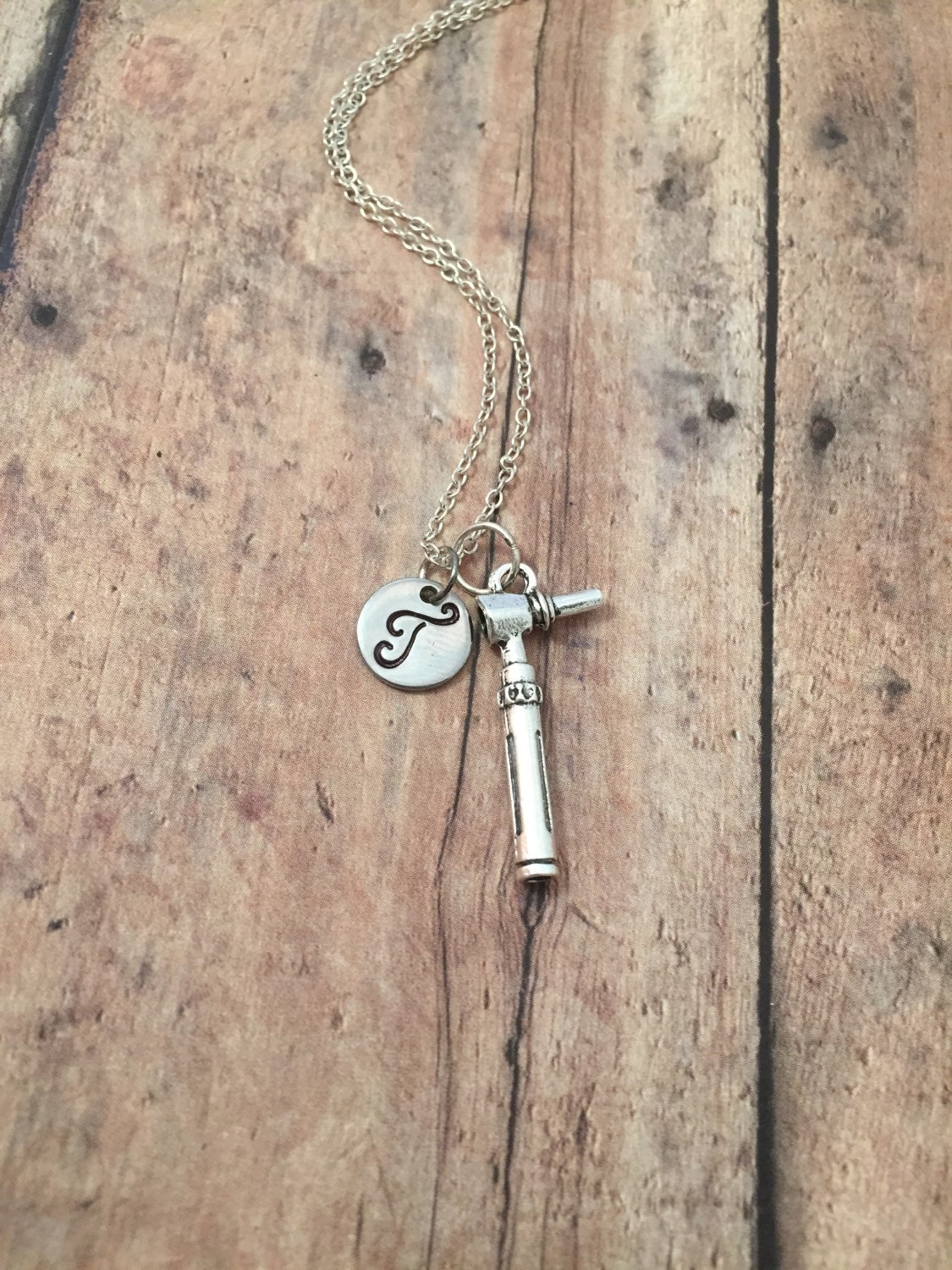 Otoscope initial necklace medical jewelry gift for
