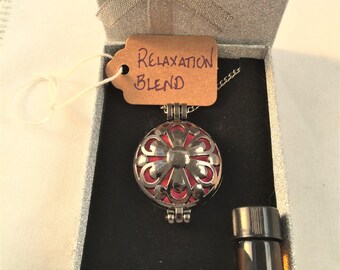Celtic Flower Aromatherapy Diffuser Necklace Locket + Essential Oil Custom Blend Gift