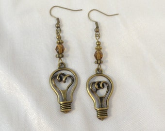 Steampunk Earrings Edison Light Bulb