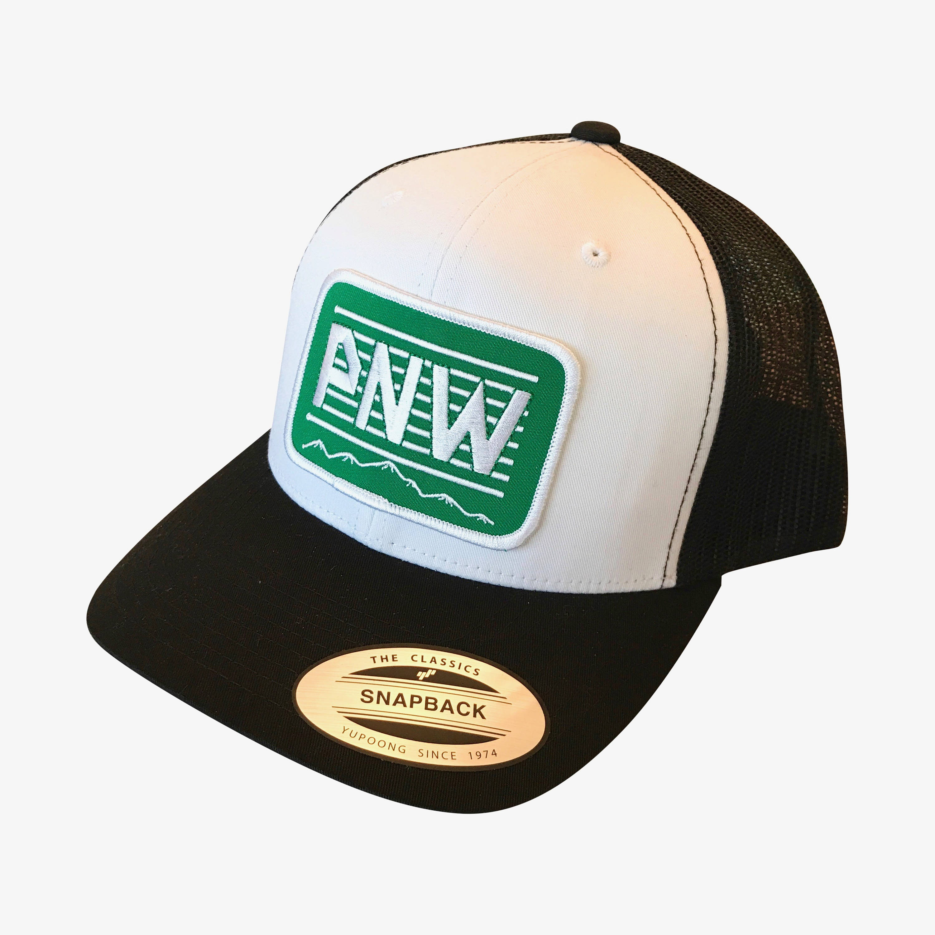 PNW Green adult trucker hat Sweetpea and Boy