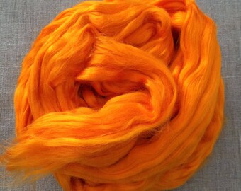 Orange Bamboo Dyed Roving Vegan Fiber 100 gr Spin Flora plant fibre combed top viscose doll hair needle felt hand spinning Free Shipping