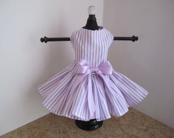 Dog Dress Lavender stripes