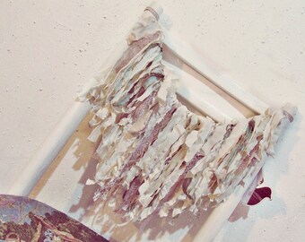 Pure Silk Fabric Banner - Shabby Garland - French Country Chic Decor - Boho Nursery Decor - Bohemian Farmhouse Decor - Gypsy Bedroom
