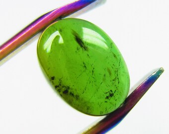 1.95Ct, 8X6MM, 100% Natural Beautiful Green Tourmaline Cabochon Oval