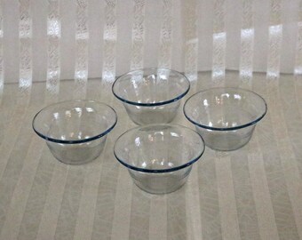 Fire King Philbe Sapphire Blue ~ 5 ounce/oz Custard Cups ~ Set of Four (4) ~ 1940s-50s ~ Azurite ~ Bakeware ~ Anchor Hocking