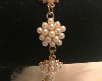 Faux pearl cluster bracelet