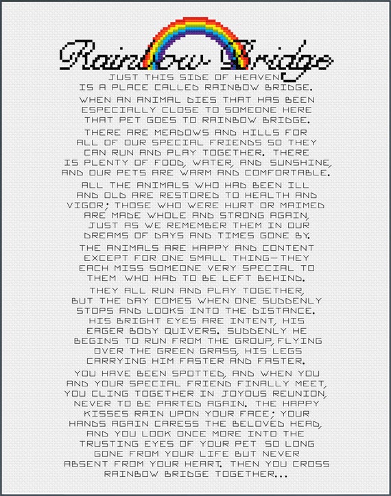 Rainbow Bridge Poem Essay Sentiment for Pet Loss or Memorial